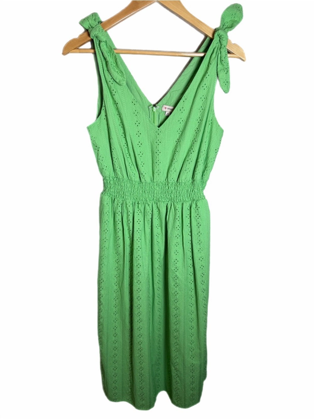 Cremeiux Green Sleeveless Vera Eyelet Midi Size Medium Dress